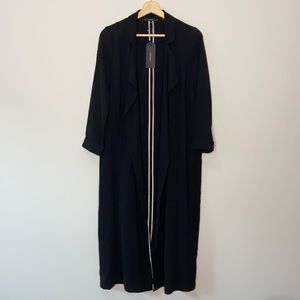 Vero Moda Maxi Black Drape Front Rob Style Light Weight Jacket